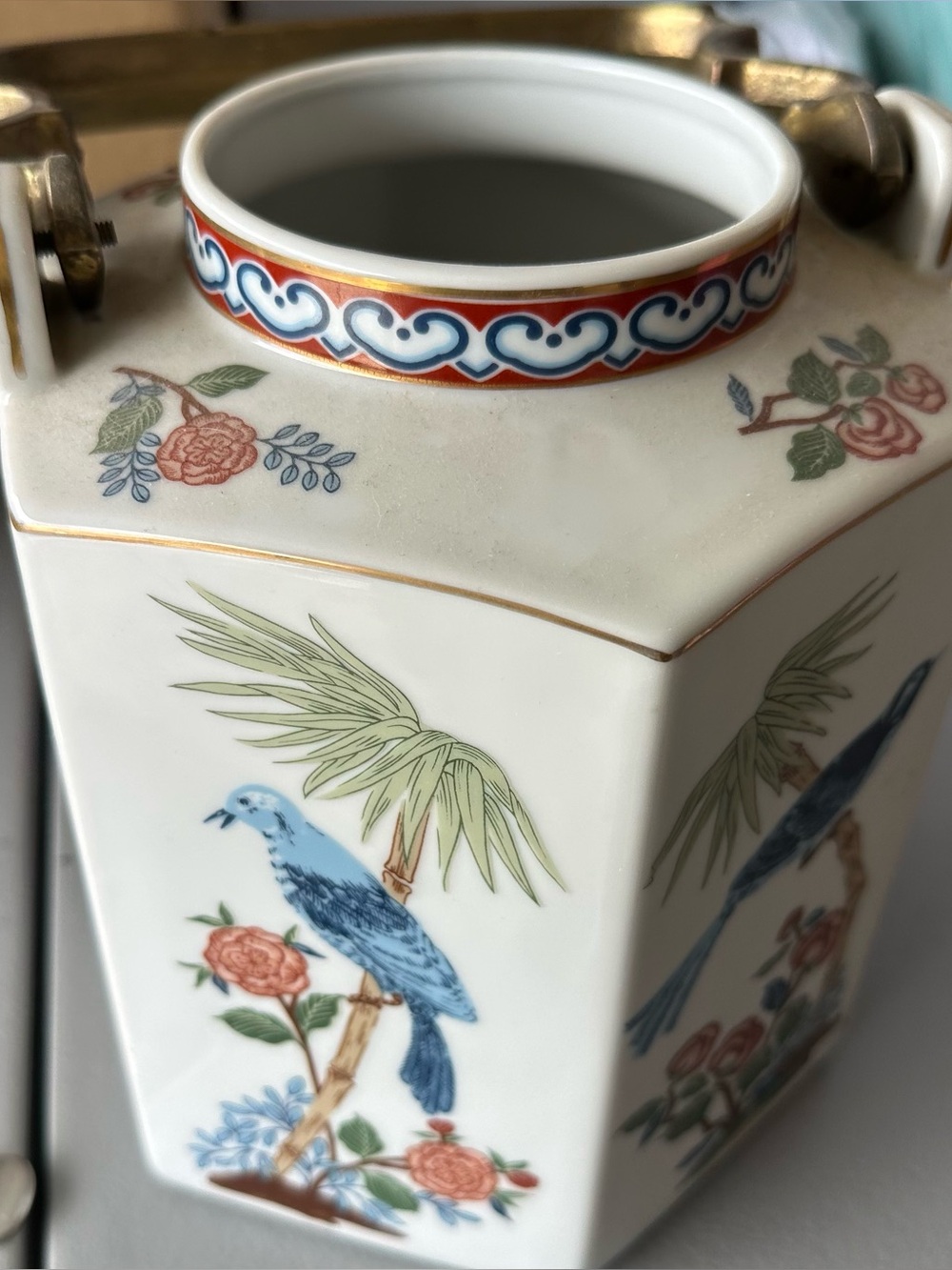 Porcelain mikado teapot  with Blue Bird and Floral Motif